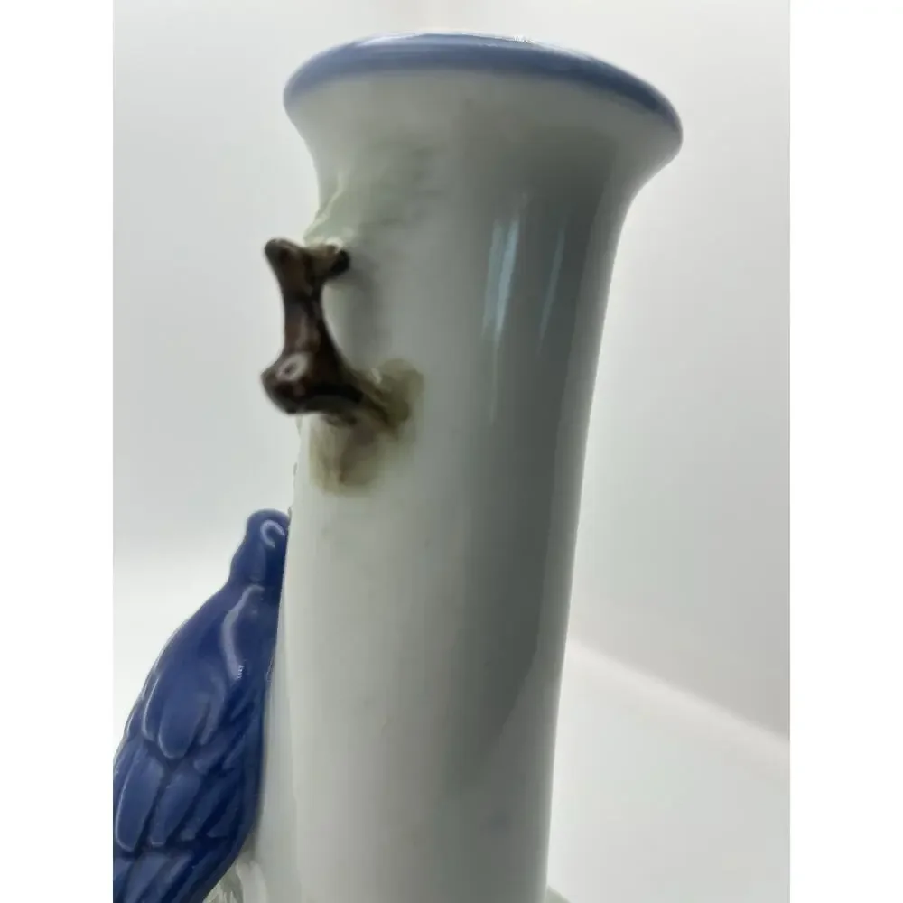 Vintage Porcelain Vase. Representing Trees And Birds.